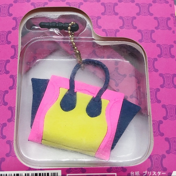Pink/Yellow//Blue Silicone Purse Cell Phone Charm - Picture 3 of 3